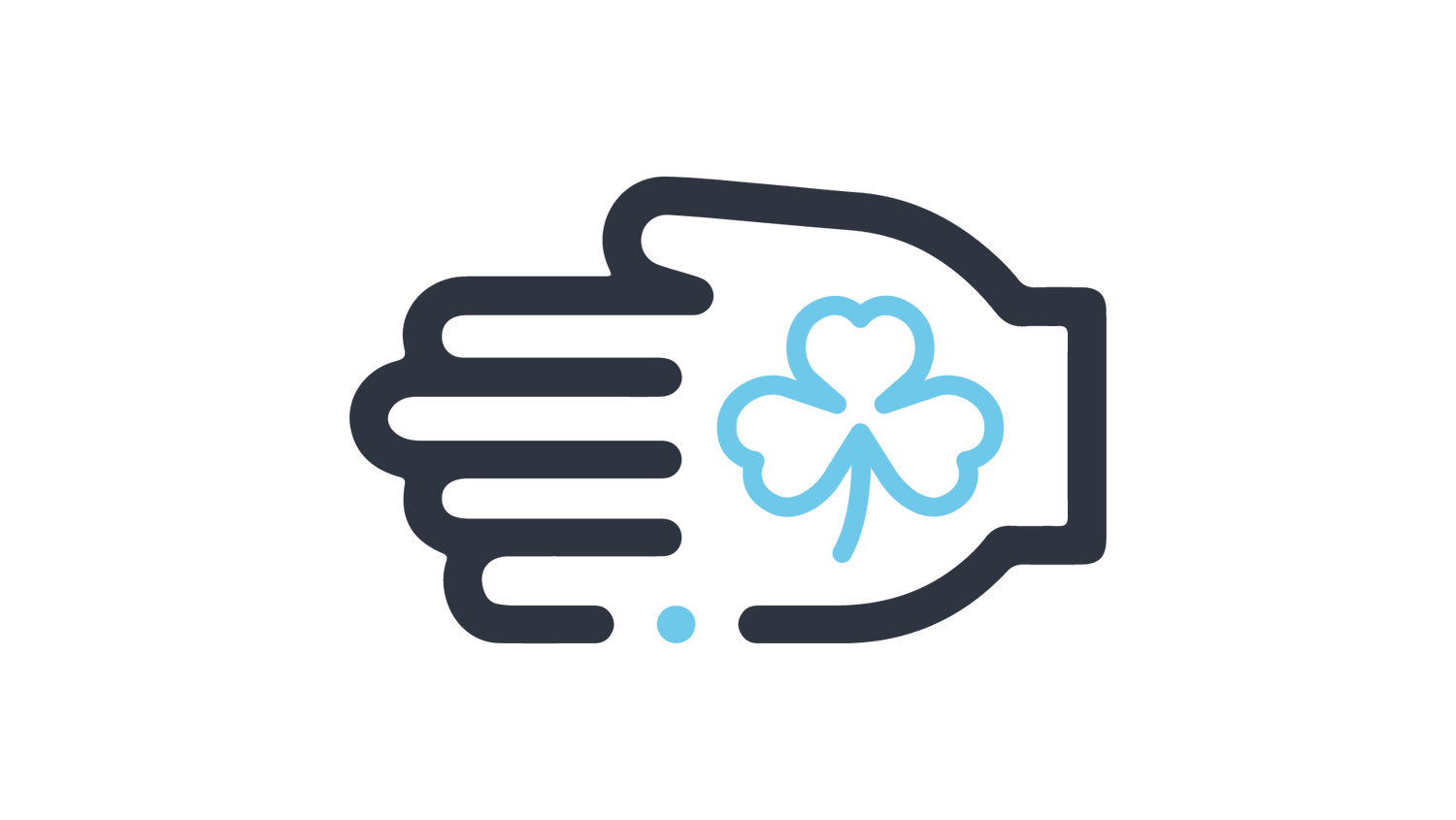 Icon of a hand with a four-leaf clover design located in the centre of the palm